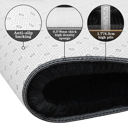 duduta Black Soft Fluffy Rug 4x6 ft, Shag Fuzzy Plush Rectangle Carpet for Bedroom Nursery Living Room Home Decor
