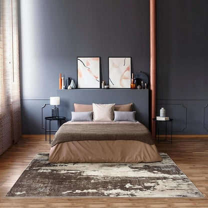 LUXE WEAVERS Euston Collection 7681 Brown 6x9 Modern Abstract Area Rug
