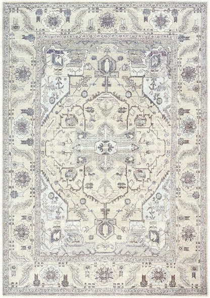 GLN Rugs Traditional Collection - Machine Washable Area Rug, Traditional Washable, Non Slip, Low Pile Chenille Rug, Living Room, Bedroom, Kitchen Rug (3' x 5' Cream/Gray)