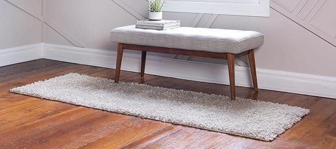 Unique Loom Davos Shag Collection Area Rug - Solid (2' 7" x 16' 5" Runner, Linen)