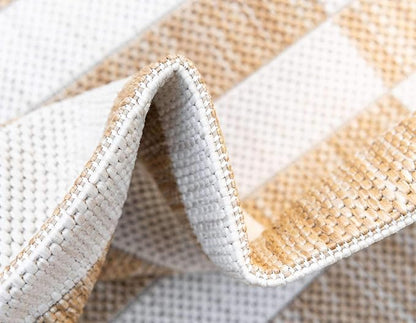 Unique Loom Outdoor Striped Collection Area Rug - Striped (2' x 6' 1" Runner, Taupe/Ivory)