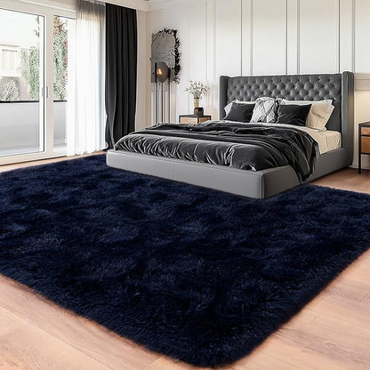 Area Rugs for Living Room, Soft Shaggy Carpets for Living Room, Fuzzy Rugs for Kids' Room, Perfect Decor for Modern Home Navy Blue 4x6 Feet