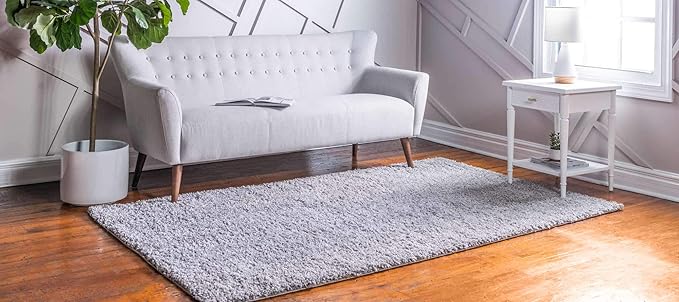 Unique Loom Davos Shag Collection Area Rug - Solid (3' 3" x 5' 3" Rectangle, Sterling)