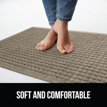 GORILLA GRIP Front Door Mat, 72x24, Indoor Outdoor Ultra Absorbent HydroAbsorb Doormat, Absorbs Up to 2.75 Cups of Water, Stain and Fade Resistant, Rubber Backing Doormats, Captures Dirt, Beige