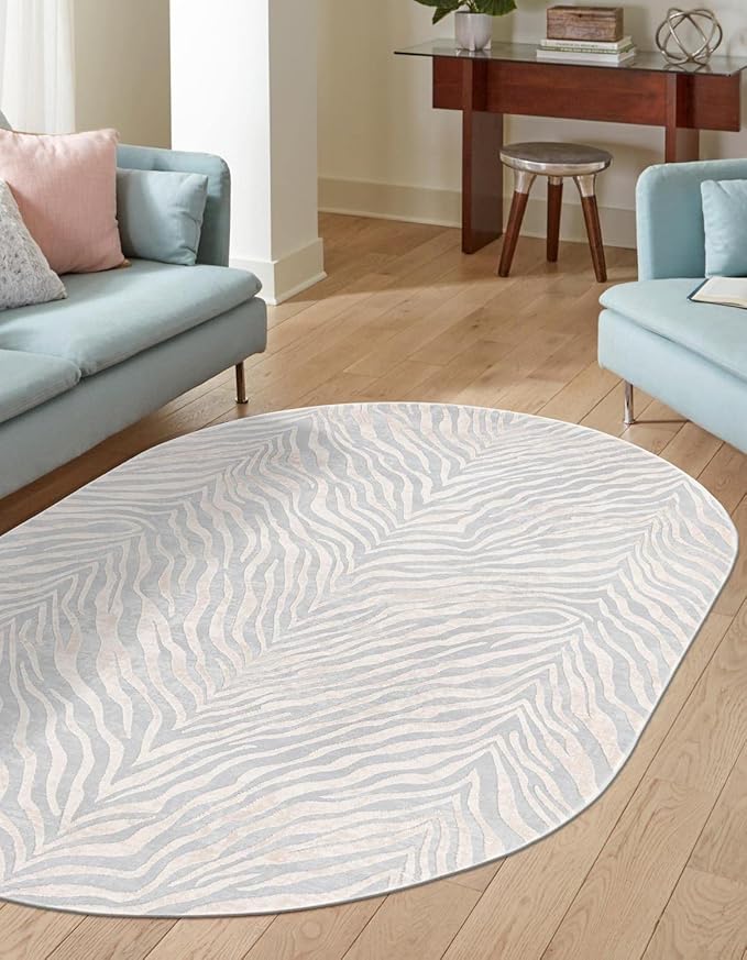 Unique Loom Finsbury Collection Area Rug - Meghan (7' 10" x 10' Oval, Gray and Ivory)