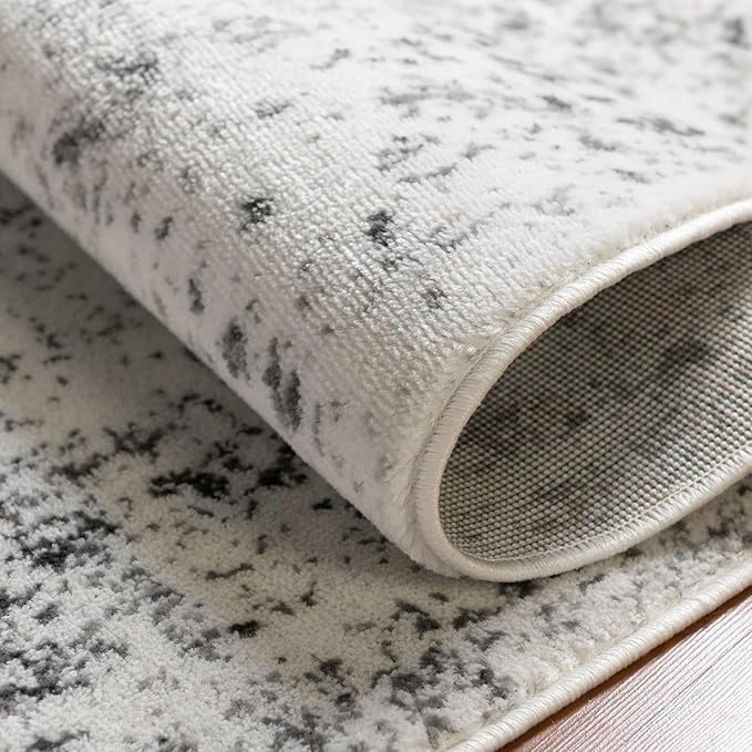 Minimalist Distressed Black Off White Greek Key Pattern Bordered Rug 9x12 for Liivng Room Bedroom Dining Room Soft Non Skid Washable Large Rugs Nursery Dorm Kitchen Rustic Classic Indoor Oval Carpet