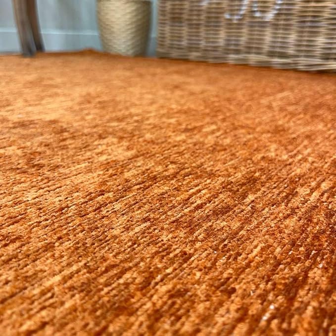 Alfa Rich 4x6 Burnt Orange Washable Area Rugs for Living Room Bedroom Kitchen Cotton Solid Decor Rug