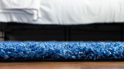 Unique Loom Solid Shag Collection Area Rug (3' 3" x 5' 3" Oval, Periwinkle Blue)