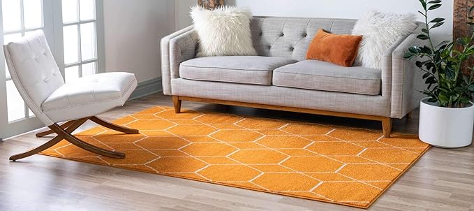 Unique Loom Trellis Frieze Collection Area Rug - Geometric (2' x 3' 1", Orange/ Ivory)
