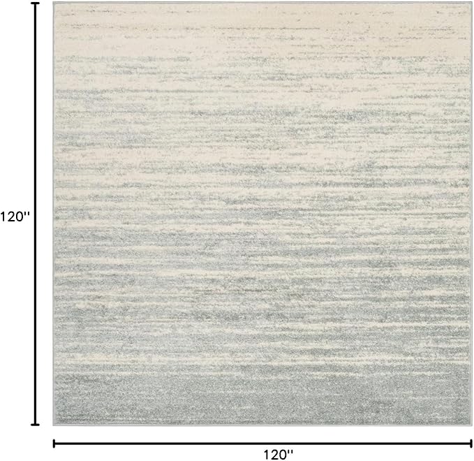 SAFAVIEH Adirondack Collection Area Rug - 10' Square, Slate & Cream, Modern Ombre Design, Non Shedding & Easy to Clean, Ideal for Living Room, Bedroom, Office, Dining Space (ADR113T)