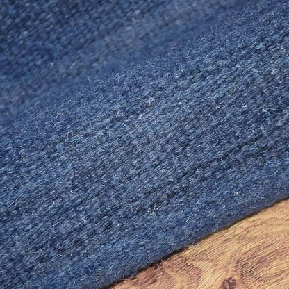 Rugsotic Carpets Hand Woven Flat Weave Kilim Wool ECO-Friendly Area Rugs - 8'x10', Rectangle Shape, Blue Color, Solid Plain Design, Low Pile Handmade Area Rugs for Living Room, Bed Room (D00111)