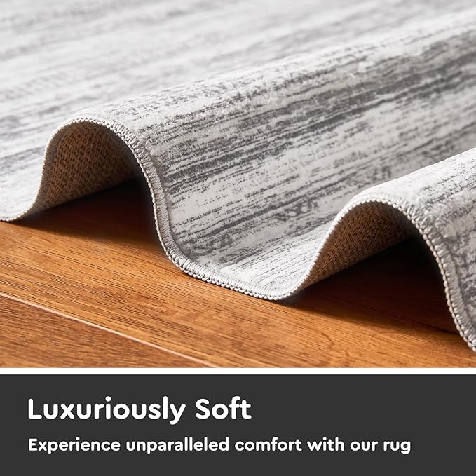 2x10 Runner Rug Machine Washable Non Slip Area Rug Distressed Neutral Moroccan Boho Rug Ultra Soft Floor Runners for Hallways for Entryway Laundry Room Kitchen, Grey