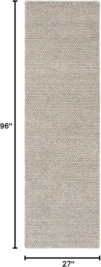 SAFAVIEH Natura Collection Runner Rug - 2'3" x 8', Silver, Handmade Wool Blend, Textured Design, Ideal for Hallway, Bedroom, Foyer (NAT620C)