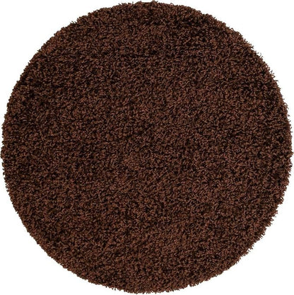 Unique Loom Solid Shag Collection Area Rug (3' 3" Round, Chocolate Brown)