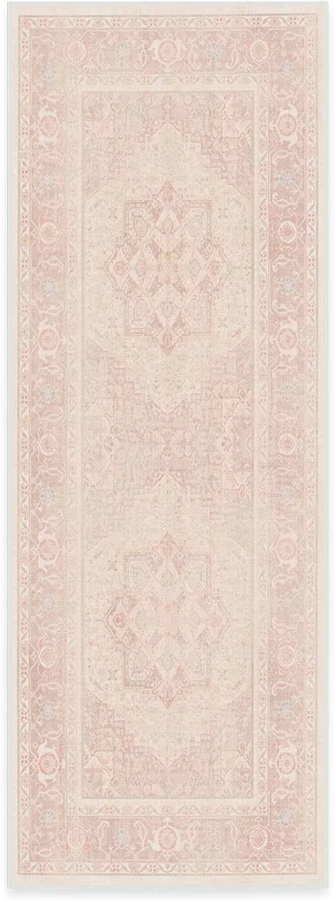RUGGABLE Washable Runner Rug – Kamran Soft Pink 2.5x7, Stain-Resistant, Non-Slip Hallway Runner – Machine Washable Rug for Hallway, Entryway, Living Room & Kitchen–with Cushioned Pad