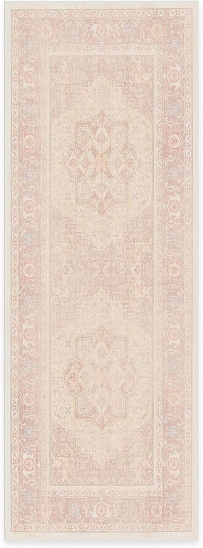 RUGGABLE Washable Runner Rug – Kamran Soft Pink 2.5x7, Stain-Resistant, Non-Slip Hallway Runner – Machine Washable Rug for Hallway, Entryway, Living Room & Kitchen–with Cushioned Pad