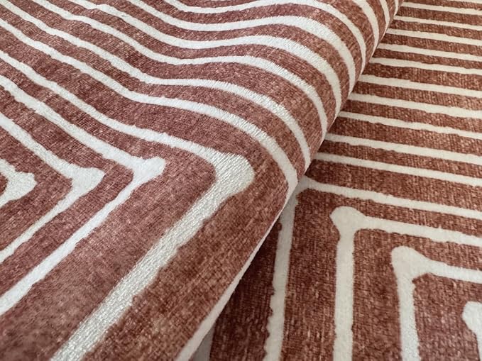 GLN Rugs Contemporary Collection - Machine Washable Area Rug, Contemporary Washable, Non Slip, Low Pile Chenille Rug, Living Room, Bedroom, Kitchen Rug (6' x 9' Beige Orange)