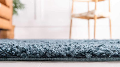Unique Loom Davos Shag Collection Area Rug - Solid (2' 7" x 10' Runner, Marine Blue)