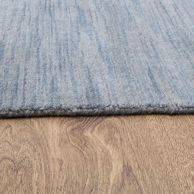 Hand Knotted Loom Wool ECO-Friendly Area Rugs - 8'x10', Rectangle, Light Blue Color, Solid Plain Design, High Pile Thick Handmade Anti Skid Rugs for Living Room (L00111)