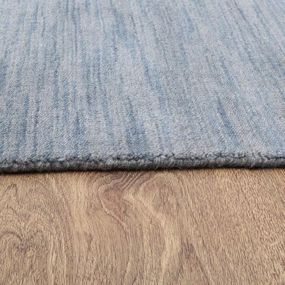 Hand Knotted Loom Wool ECO-Friendly Area Rugs - 4'x6', Rectangle, Light Blue Color, Solid Plain Design, High Pile Handmade Anti Skid Area Rugs for Living Room, Bed Room (L00111)