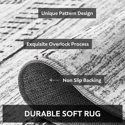 5x7 Area Rugs for Living Room Machine Washable Rug Distressed Indoor Carpet Neutral Moroccan Boho Rug Ultra Soft Area Rug for Bedroom Dining Room Playroom Office, Black