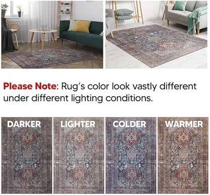 Keen Home Design 2x3 Rug - Machine Washable Entry Rug with Non-Slip Backing, Ideal for Enteryway, Kitchen, Bathroom, Laundry Room - Vintage, Easy Clean, Durable, Low Pile - (2' x 3')