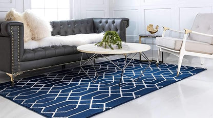 Unique Loom Marilyn Monroe Glam Collection Area Rug - Trellis (5' x 8' Rectangle, Navy Blue Silver/ Silver)
