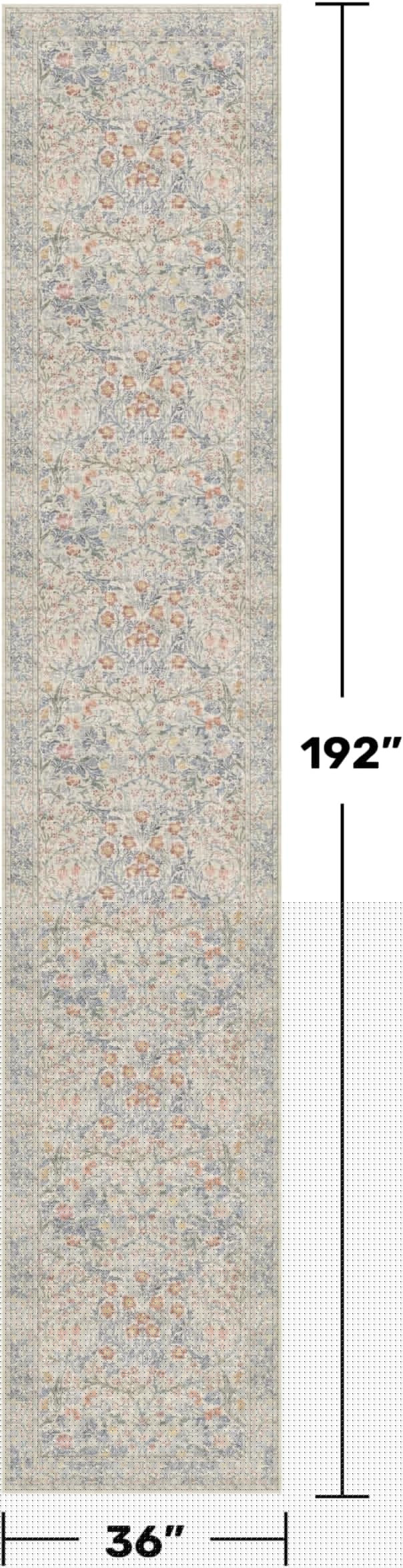 Boho 3x16 Wide Hallway Runner - Beige Blue and Purple, Washable Low Pile Non Slip Stain Resistant 16ft Runner Rug for Long Kitchen, Hall Way, Floral Forest Decor