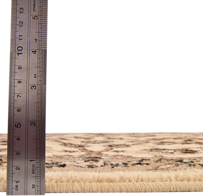 Rugs.com Yasmin Collection Rug – 16 Ft Runner Ivory Medium Rug Perfect for Hallways, Entryways