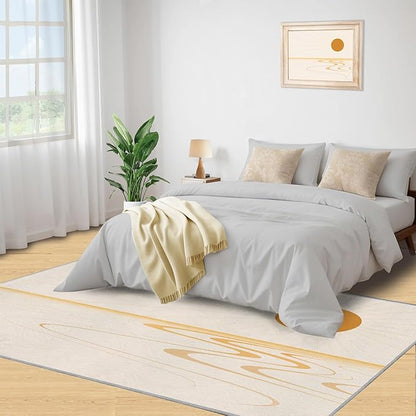 Boho Sun Area Rugs 3x5ft, Minimalist Sunburst Boys Rugs for Bedroom, Geometric Solar Kids Room Rug Soft Fuzzy Washable for Living Room Game Room Coffee Table