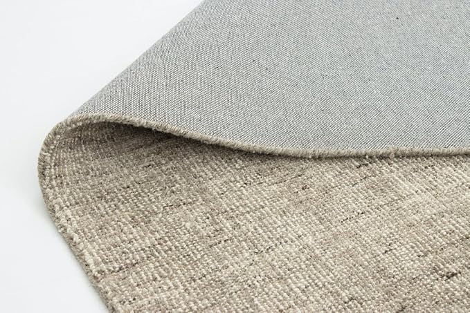 Handwoven Wool Area Rug 5'3" x 7'6" – Neutral Beige Gray Textured Flatweave Carpet for Living Room, Bedroom, Dining, Office – Modern Minimalist Floor Décor (160 x 230 cm)