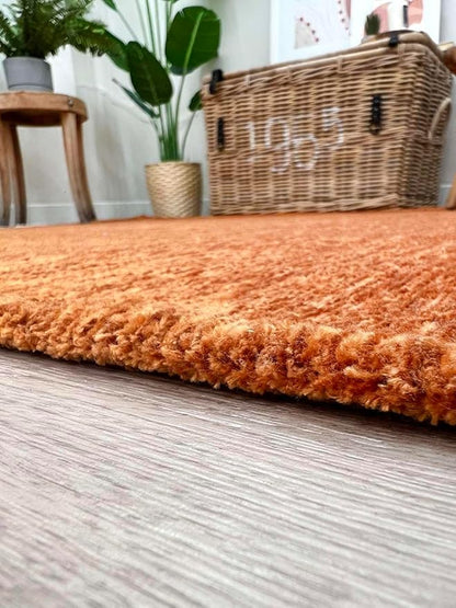 Alfa Rich 9x12 Orange Area Rugs for Living Room Bedroom Kitchen Decor Cotton Washable Pet Friendly