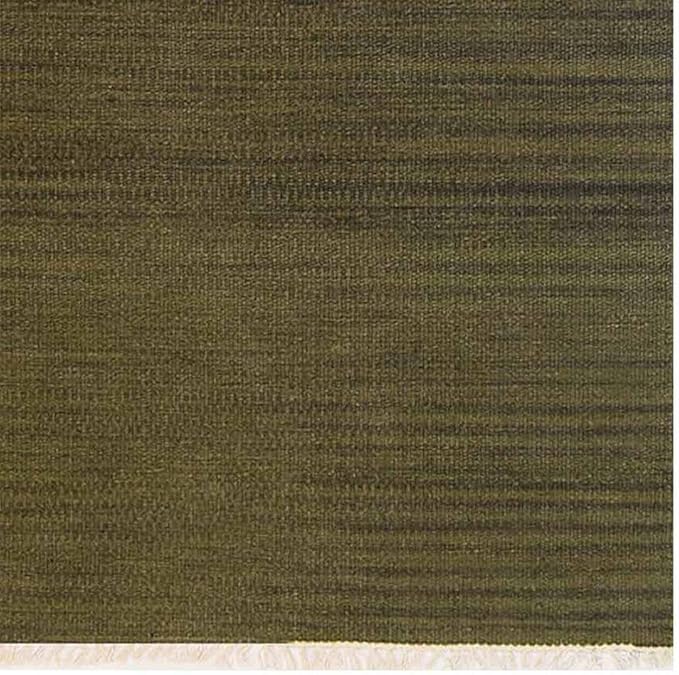Rugsotic Carpets Hand Woven Flat Weave Kilim Wool ECO-Friendly Area Rugs - 2'6''x8', Runner Shape, Olive Color, Solid Plain Design, Low Pile Handmade Area Rugs for Living Room, Bed Room (D00111)