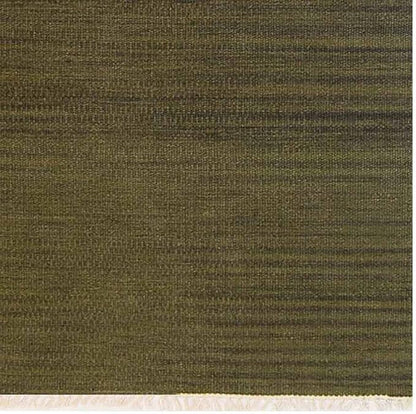 Rugsotic Carpets Hand Woven Flat Weave Kilim Wool ECO-Friendly Area Rugs - 2'6''x12', Runner Shape, Olive Color, Solid Plain Design, Low Pile Handmade Area Rugs for Living Room, Bed Room (D00111)