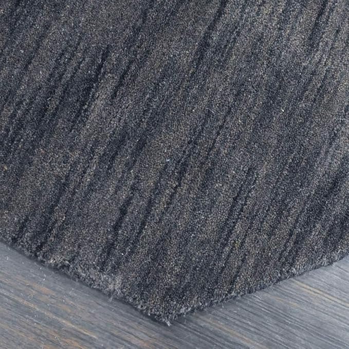 Hand Knotted Loom Wool ECO-Friendly Area Rugs - 10'x10', Octagon, Charcoal Color, Solid Plain Design, High Pile Handmade Anti Skid Area Rugs for Living Room, Bed Room (L00111)