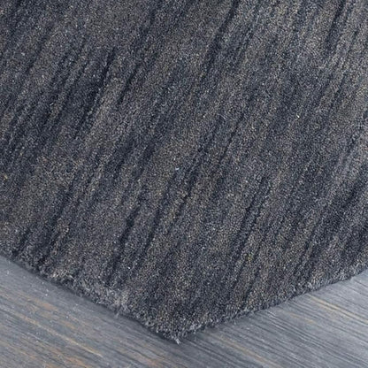 Hand Knotted Loom Wool ECO-Friendly Area Rugs - 10'x10', Octagon, Charcoal Color, Solid Plain Design, High Pile Handmade Anti Skid Area Rugs for Living Room, Bed Room (L00111)