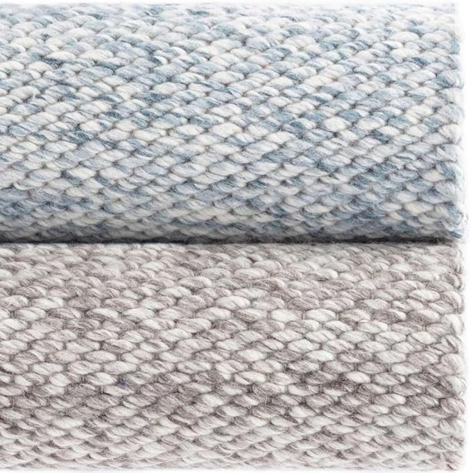 Dash and Albert Loggia Sky Wool Area Rug - 5' x 8' Sky Blue Solid Handwoven Accent Rug - Durable, Lightweight, Dining Room, Living Room, Bedroom - Premium Luxury Hotel Quality Soft Breathable