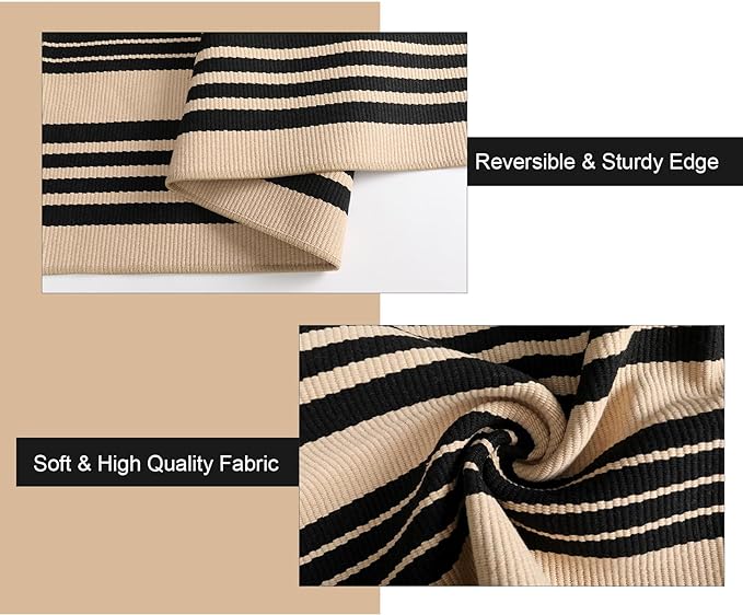 Black and Khaki Striped Rugs 2.3'x3.6', Washable Hand Woven Front Door Rug, Reversible Outdoor Welcome Mat Foldable Layered Door Mats for Entryway Porch Decor Home Entrance