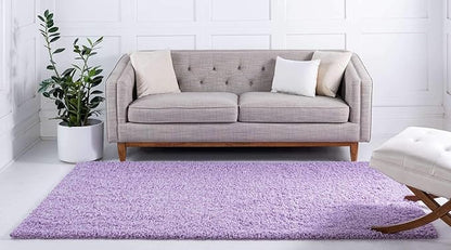 Unique Loom Solid Shag Collection Area Rug (9' x 12' 2" Rectangle Lilac)