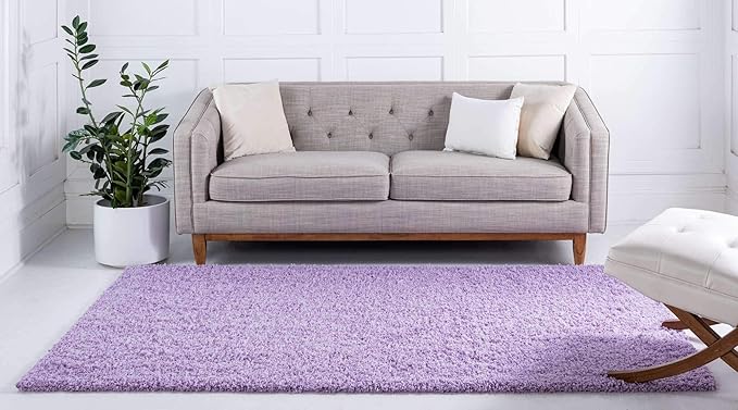 Unique Loom Solid Shag Collection Area Rug (3' 3" x 5' 3" Rectangle, Lilac)
