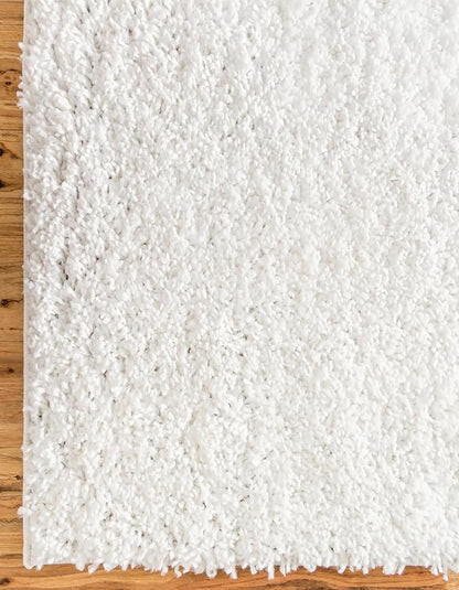 Unique Loom Davos Shag Collection Area Rug - Solid (2' 7" x 16' 5" Runner, White/ Ivory)