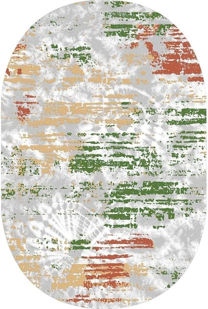 Distressed Abstract Art Aesthetic Deco Indoor Oval Rugs 9x12 for Living Room Bedroom Dining Room Soft Non Skid Easy Clean Big Carpet Nursery Dorm Farmhouse Rustic Grey Green Tie-Dye Texture Area Rug