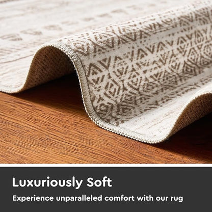 2x8 Runner Rug Machine Washable Non Slip Area Rug Distressed Neutral Moroccan Boho Rug Ultra Soft Floor Runners for Hallways for Entryway Laundry Room Kitchen, Brown