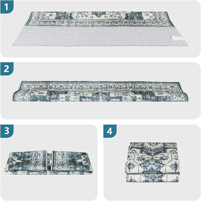 Dripex 9x12 Area Rugs - Stain Resistant Washable Rug Distressed Rugs for Living Room Dining Room Bedroom Anti-Slip Low-Pile and Soft Accent Rug Farmhouse Office Home Decor, Pet & Child Friendly