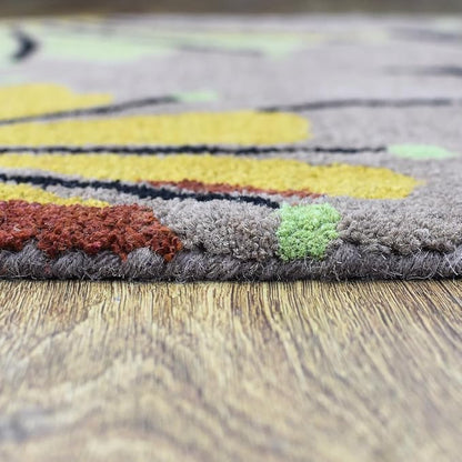 Rugsotic Carpets Hand Tufted Wool ECO-Friendly Area Rugs - 2'6''x6', Runner Shape, Camel, Floral Modern Design, High Pile Thick Handmade Anti Skid Area Rugs for Living Room, Bed Room (K00219)