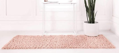 Unique Loom Davos Shag Collection Area Rug - Solid (2' 7" x 10' Runner, Dusty Rose)