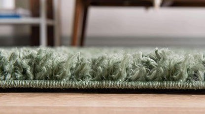 Unique Loom Davos Shag Collection Area Rug - Solid (3' 3" x 5' 3" Oval, Sage)
