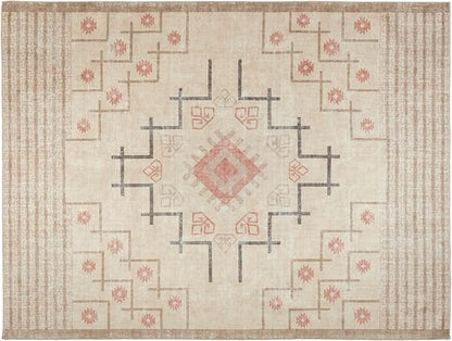 Revival Rugs Funk 10'x13' Zero-Shedding Area Rug for Living Room Bedroom - Oeko-TEX Certified, Low Pile, Spot Clean, Beige, Cream