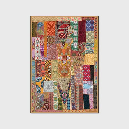 Vintage Boho Area Rugs Multicolor Ethnic Style Geometric Splicing Carpets Bedroom Living Room Kitchen Floor Mats Indoor Outdoor Non-Shedding Runner Rug Home Décor Carpet 2.6' X 5.2'
