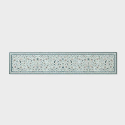 EVERGRACE Hallyway Area Runner Rugs 2x10, Boho Floral Faux Wool Indoor Outdoor Rugs, Washable Rugs for Bedroom Dining Room Living Room Kitchen, Low Pile Floor Mat Carpet for Home Decor, Pale Blue